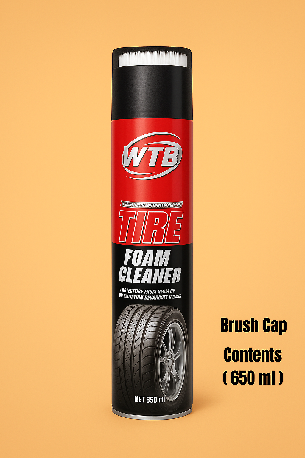 Tire Foam Cleaner 650ml with Built-in Brush Cap – Deep Cleaning & Long-Lasting Shine