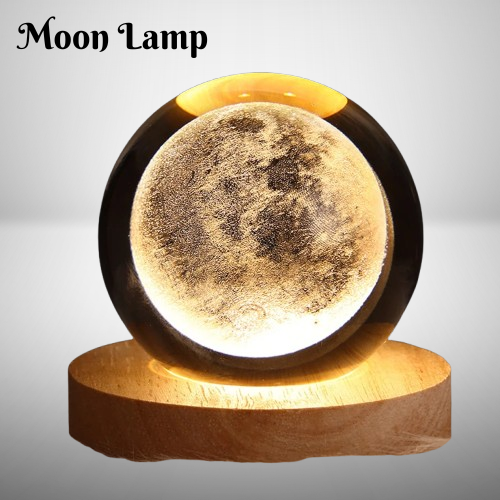 3D Crystal Ball LED Lamp | 3D Galaxy LED Lamp with Wooden Base | 3D Moon Lamp | 3D Planet Lamp |3D Solar System Crystal Ball Lamp |Magical Home & Gift Decor