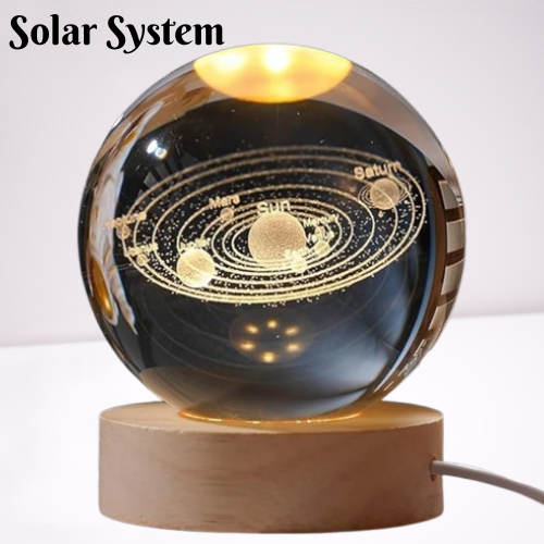 3D Crystal Ball LED Lamp | 3D Galaxy LED Lamp with Wooden Base | 3D Moon Lamp | 3D Planet Lamp |3D Solar System Crystal Ball Lamp |Magical Home & Gift Decor