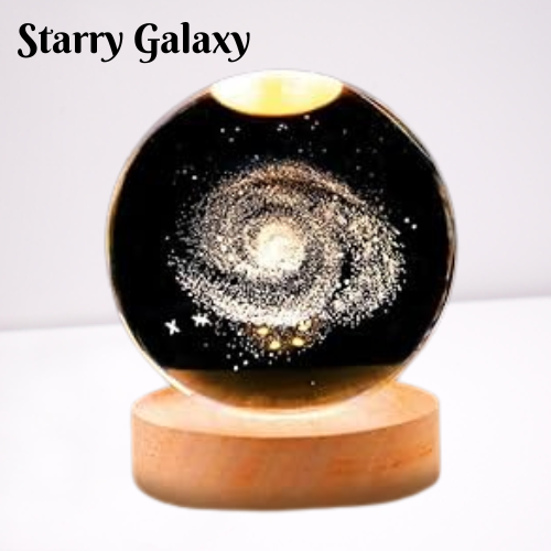 3D Crystal Ball LED Lamp | 3D Galaxy LED Lamp with Wooden Base | 3D Moon Lamp | 3D Planet Lamp |3D Solar System Crystal Ball Lamp |Magical Home & Gift Decor