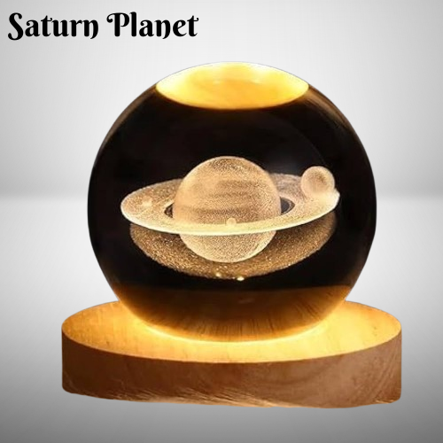 3D Crystal Ball LED Lamp | 3D Galaxy LED Lamp with Wooden Base | 3D Moon Lamp | 3D Planet Lamp |3D Solar System Crystal Ball Lamp |Magical Home & Gift Decor