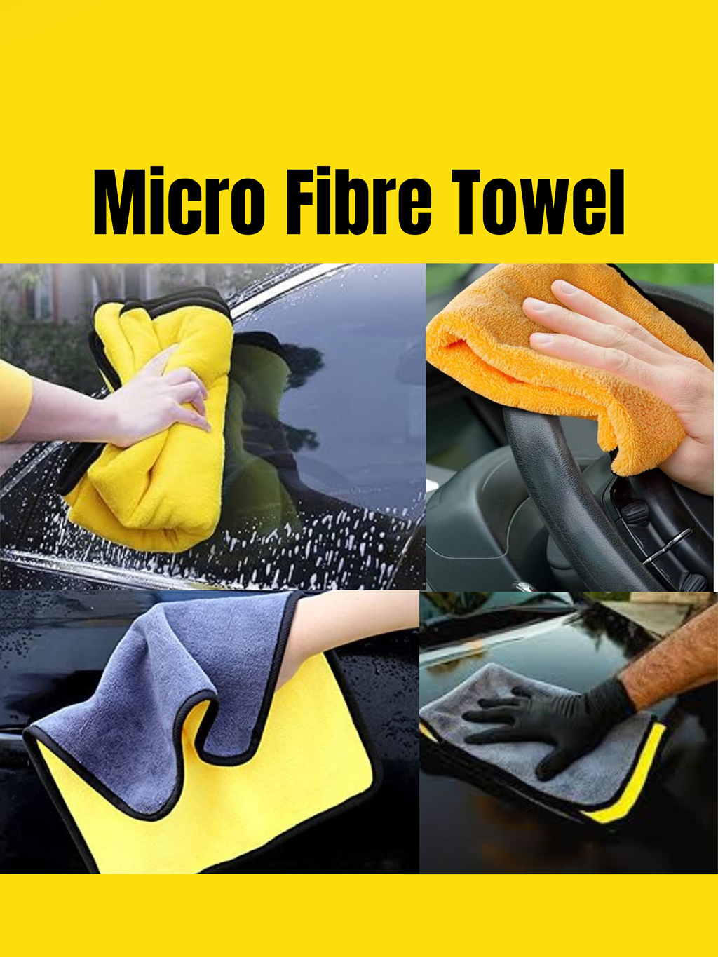 Double-Sided Microfiber Car Towel – 380 GSM Ultra-Absorbent, Lint-Free & Scratch-Free Cloth for Car Drying, Polishing, Waxing & Detailing – 16x16 Inches