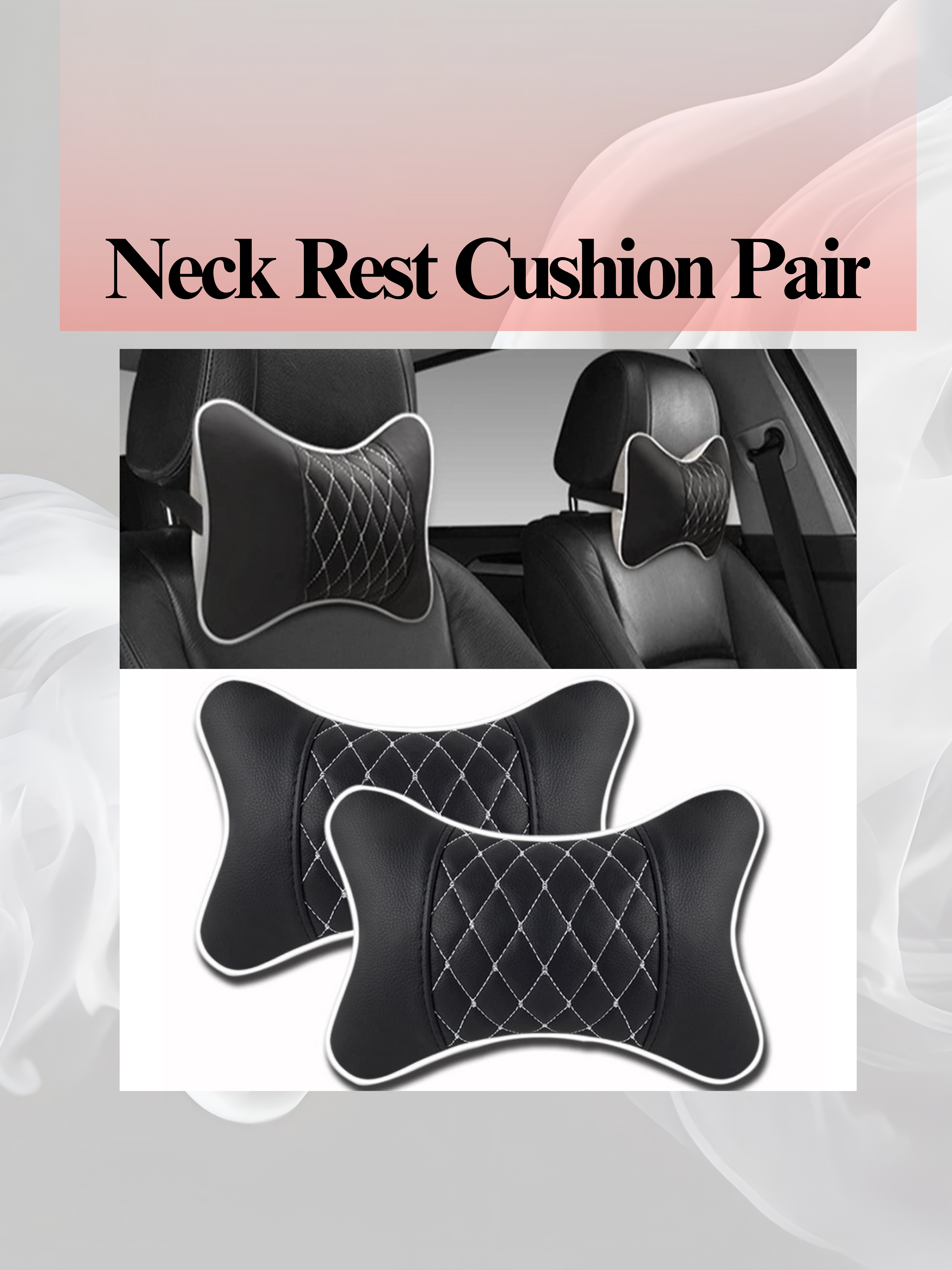 Neck Rest Cushion Pair for car seats (Polyester Filling) | Car seat neck rest Cushion pair polyester filled Neck rest Cushion pair