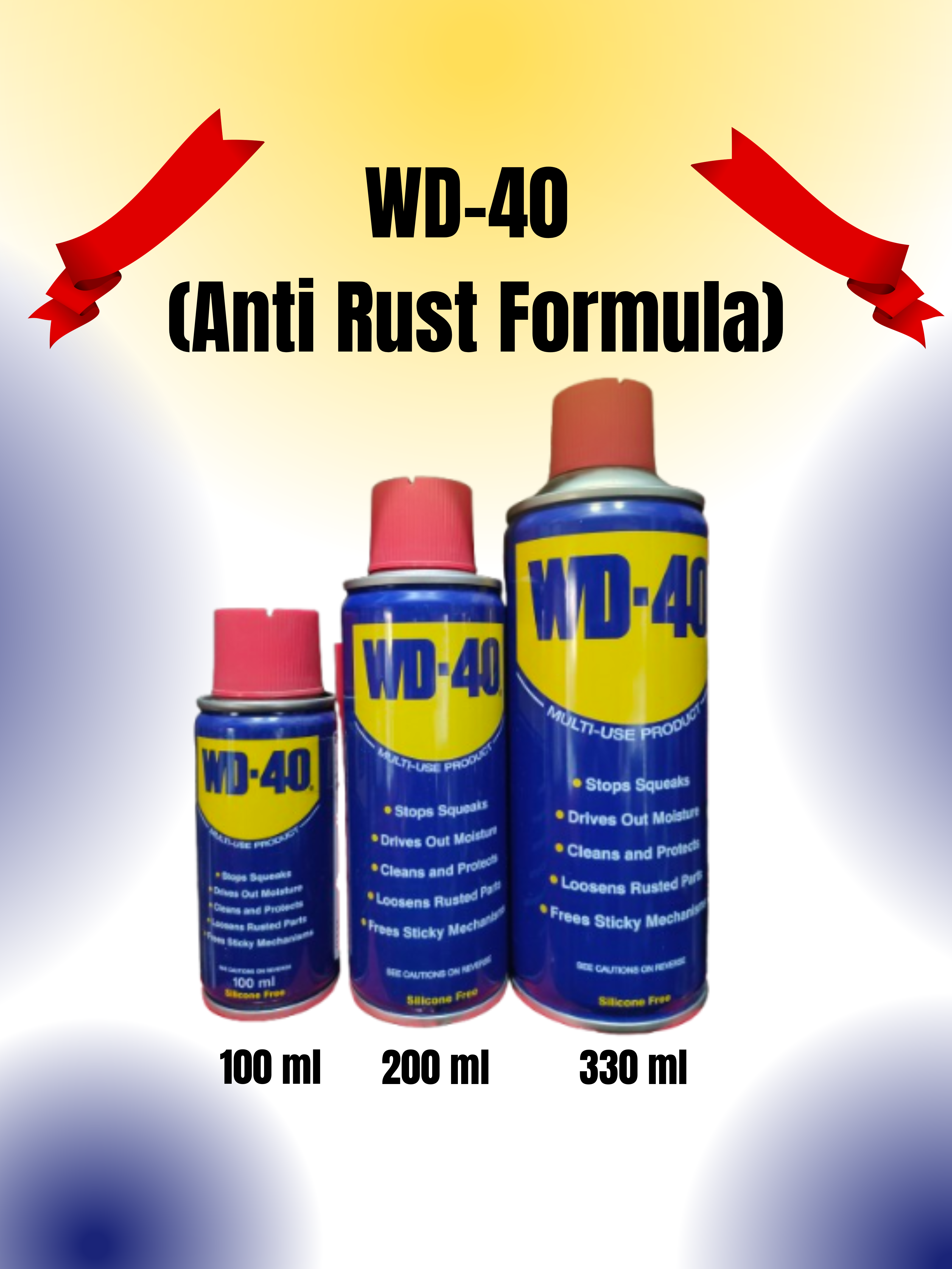 WD-40 Multi-Use Spray – Rust Remover, Lubricant & Cleaner (100ml / 200ml / 330ml)