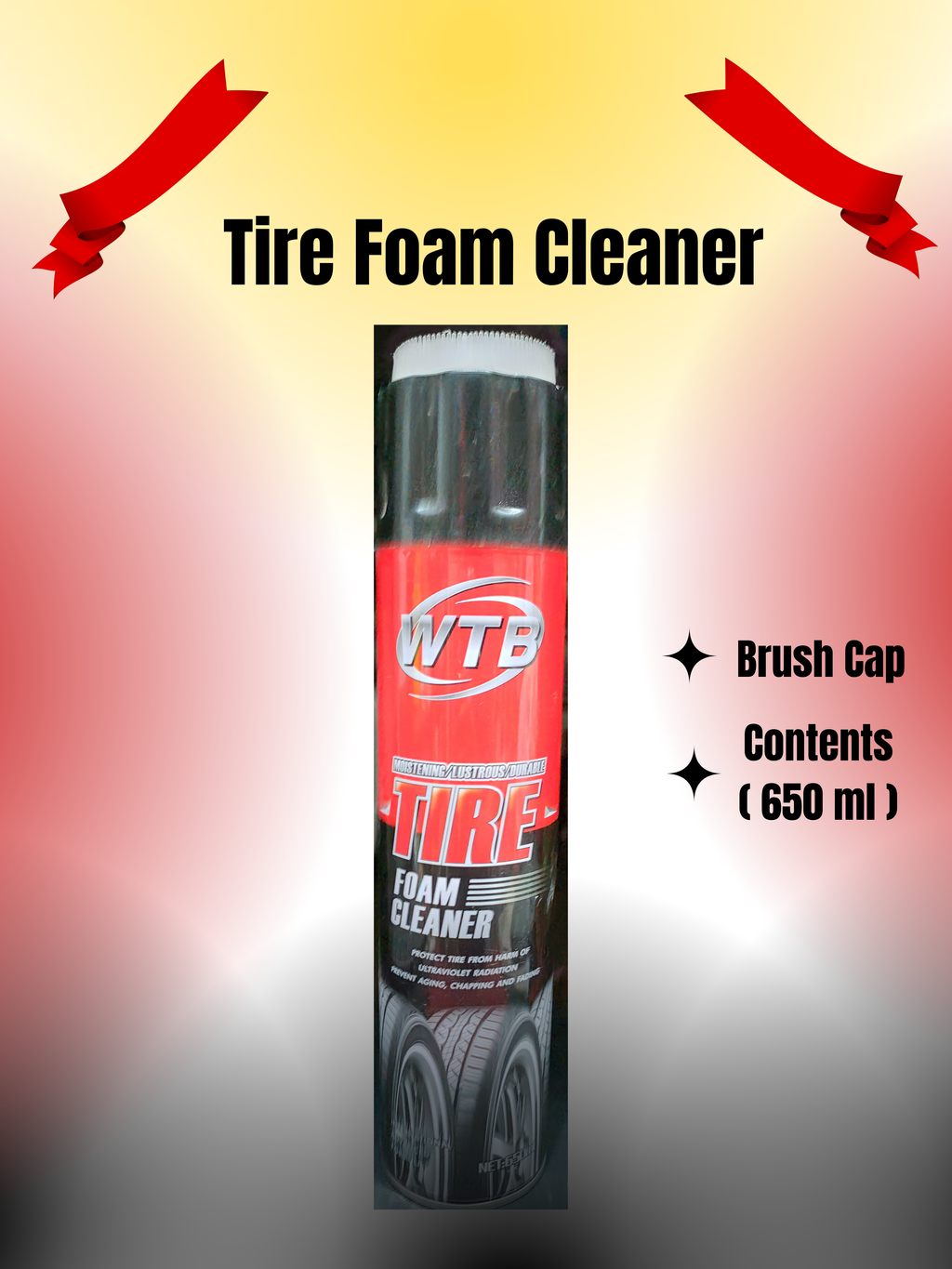 Tire Foam Cleaner 650ml with Built-in Brush Cap – Deep Cleaning & Long-Lasting Shine