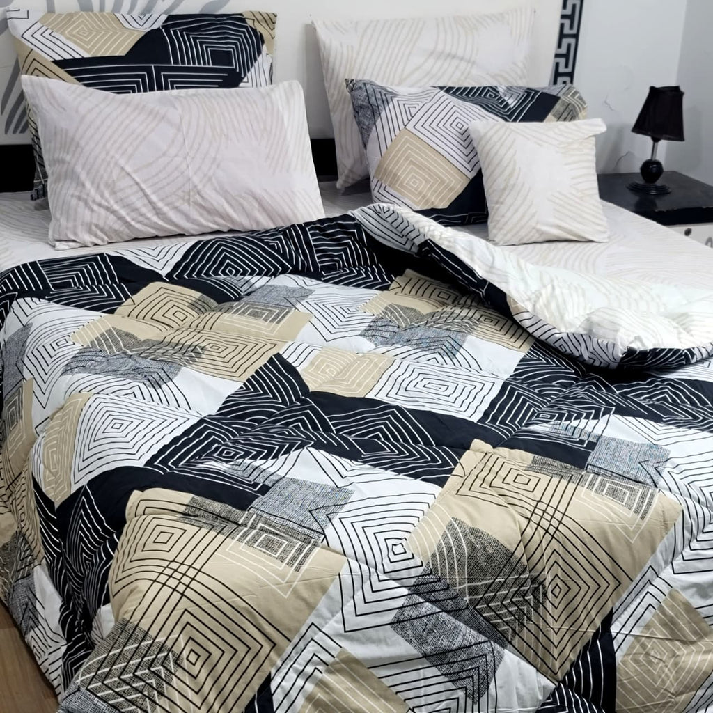 Pure Cotton King Saize Vicky Razai Set  (7 Pcs) | Quilted Razai Set for king size bed | Razai set with cushion cover pillow cover and Bedsheet