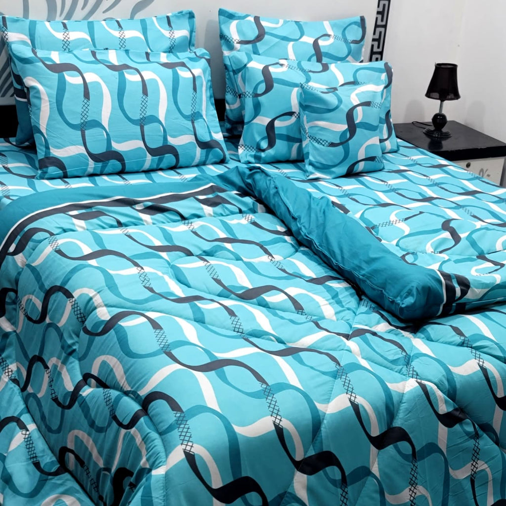 Pure Cotton King Saize Vicky Razai Set  (7 Pcs) | Quilted Razai Set for king size bed | Razai set with cushion cover pillow cover and Bedsheet