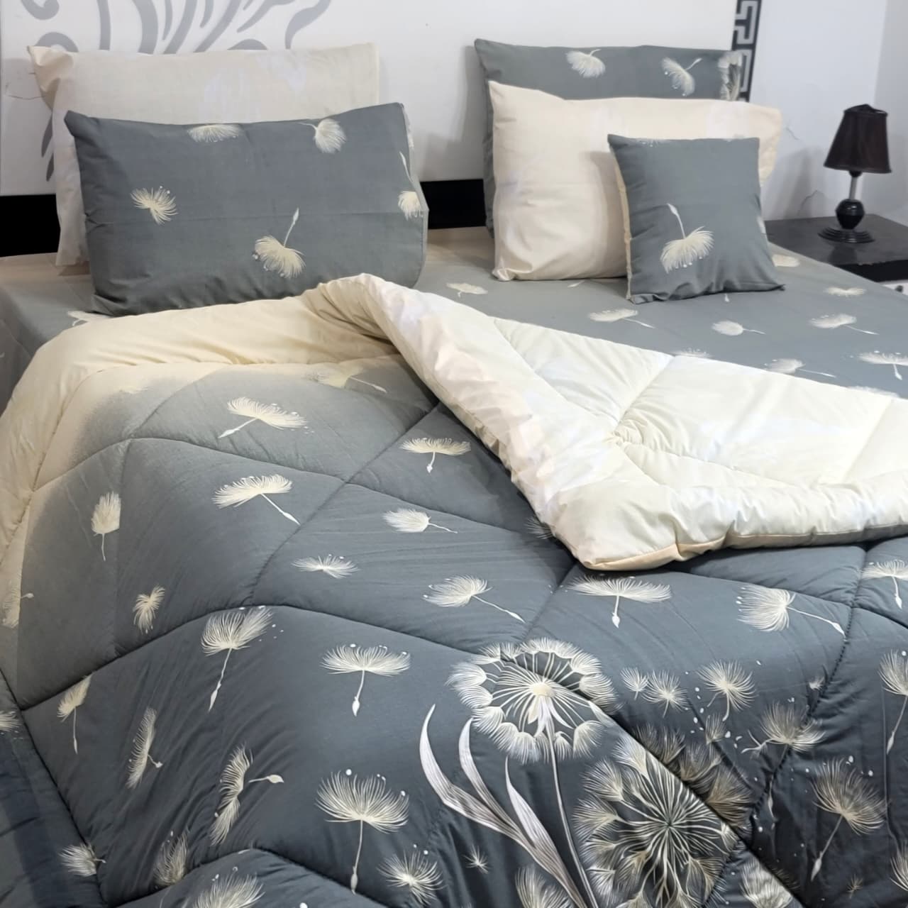 Pure Cotton King Saize Vicky Razai Set  (7 Pcs) | Quilted Razai Set for king size bed | Razai set with cushion cover pillow cover and Bedsheet