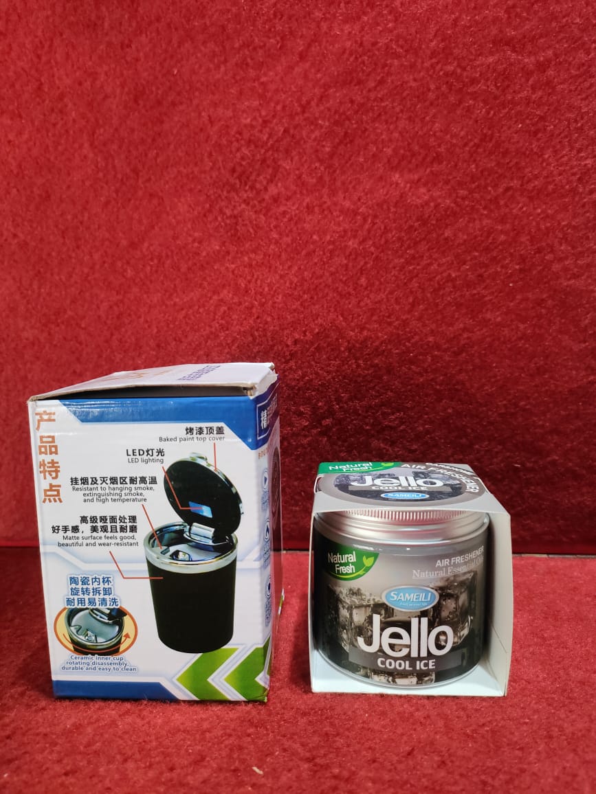 Luxury LED Ash Tray + Jello Gel Perfume | Ceramic Ash Try and Gel perfume for cars