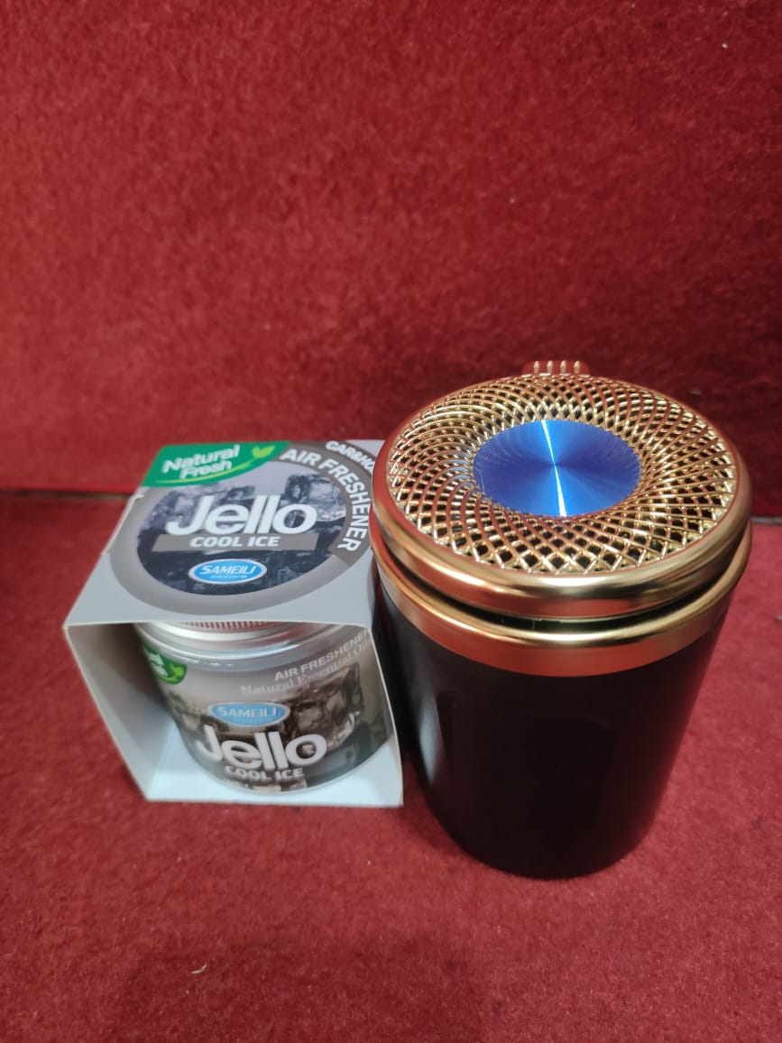 Luxury LED Ash Tray + Jello Gel Perfume | Ceramic Ash Try and Gel perfume for cars