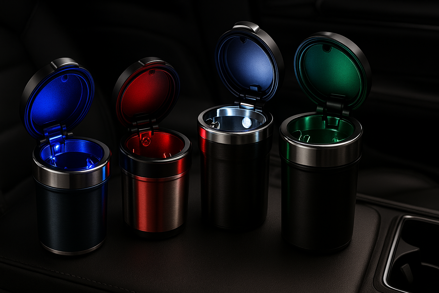 i need image that displaying group of LED ashtrays for car and image should be in rectangle so that it can fit best in shopify marquee section 